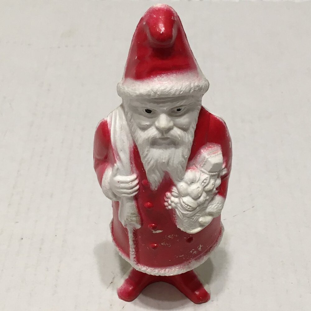 Vintage father Christmas Santa celluloid plastic blow mold holiday decoration